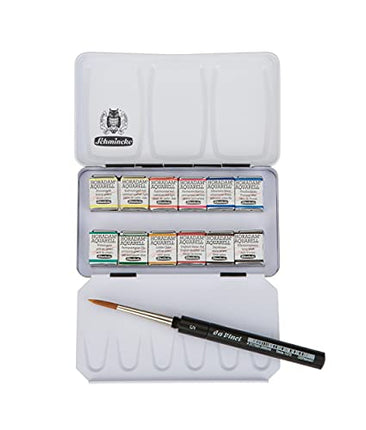 Schmincke Horadam Aquarell Set with a Brush, 12 Colours, Half-Pan