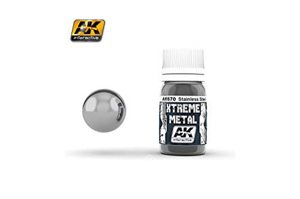 AK Interactive 30ml / 1.01 f.oz Extreme Metal Paints Stainless Steel # 670