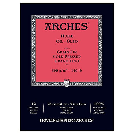 Arches Oil Painting Paper Pad, Cold Pressed, 9"x12", 140 lb, 12 sheets