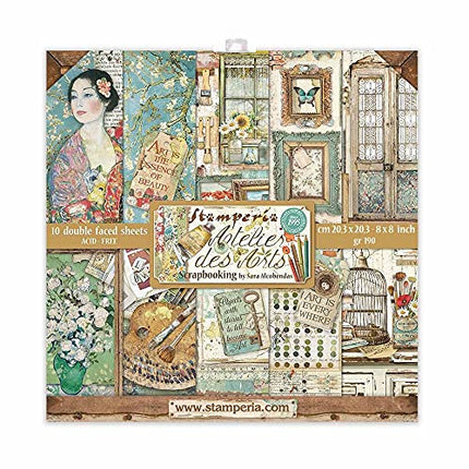 Stamperia Scrapbooking Mini Pad 10 Sheets - 20.3X20.3 (8"X8") - Atelier des Arts