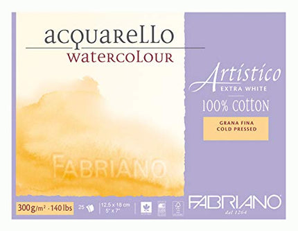 Fabriano AEW BL 4CO 25F GF Watercolour Paper - 12.5 x 18 cm Extra White