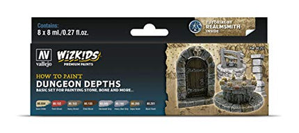 Acrylicos Vallejo 080251 Farb-Set, WizKids Dungeon Depths, 8 x 8 ml / 0.27fl.oz Model Building