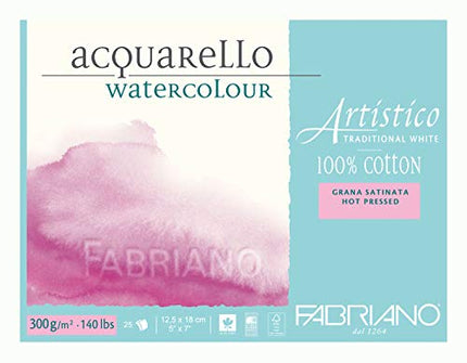 Fabriano ATW BL Echtbuetten Watercolour Paper Hahn Emuehl 4CO 5 x 7-inch, White