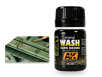 AK Interactive - Enamel Wash: Dark Brown for Green Vehicles - AK00045