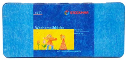 Stockmar 204884266 16 Blocks Waterproof Beeswax Paint Blocks in Tin Box