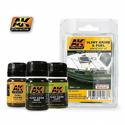 Slimy Grime & Fuel Stains Enamel Paint Set (25, 26, 27) AK Interactive