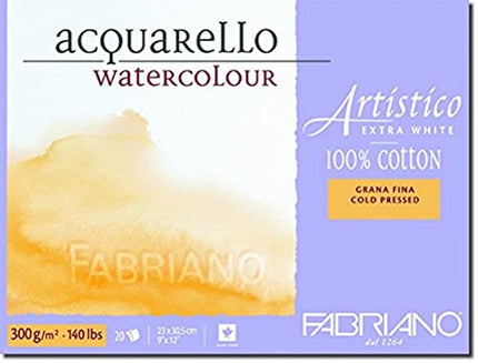 Fabriano Artistico Watercolor Block 9"x12" 300gsm Cold Press 20 Sh